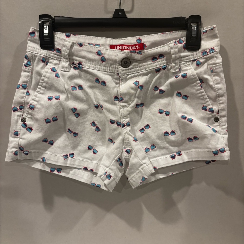 Unionbay White Sunglasses Printed Juniors Shorts size 1